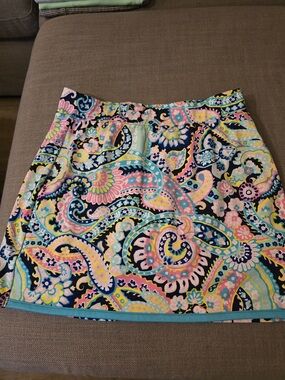 crown & ivy Paisley Skort in Navy, Pink & Aqua